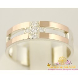 Серебряное кольцо с золотыми вставками 036710к